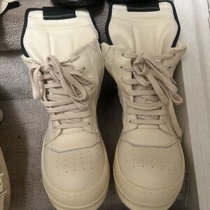 Rick Owens Cream High-Top Sneakers